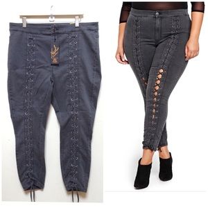 💋Love & Legend Gray Sexy Lace Up Skinny Jean